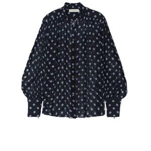 Zimmermann Navy Silk Polka Dot Blouse